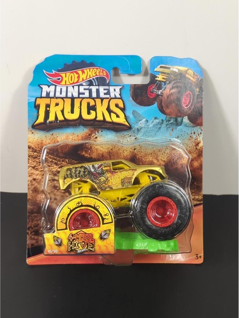 Hot Wheels Monster Trucks 4 Wheel Hive [Gold] W/Crushable Car New In Box Mattel